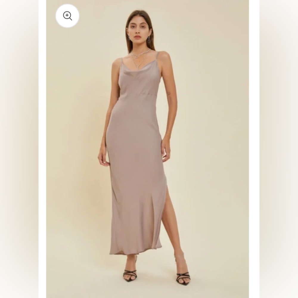 Mocha Cowl Neck Slip Dress